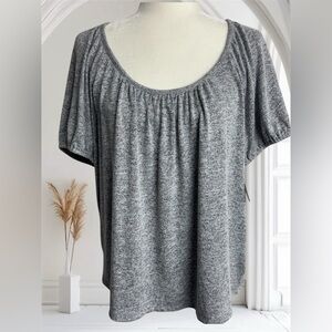 Gap Grey Spacedye Softspun Short Puff Sleeve Top Size XL